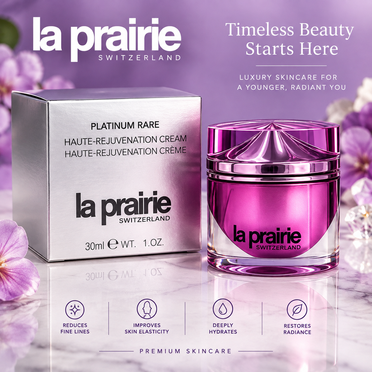 La Prairie Platinum Rare Haute-Rejuvenation Cream 30mL Luxury Anti-Aging Moisturizer New Sealed