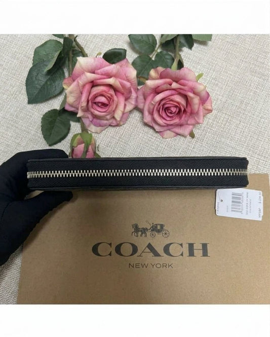 Coach F53834 Long Zip-Around Wallet – Signature Leather Black