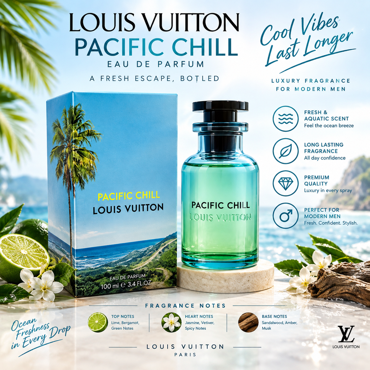 Louis Vuitton Pacific Chill 100ml EDP New Unopened AU Shipping Only