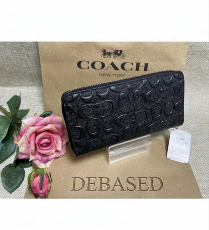 Coach F53834 Long Zip-Around Wallet – Signature Leather Black