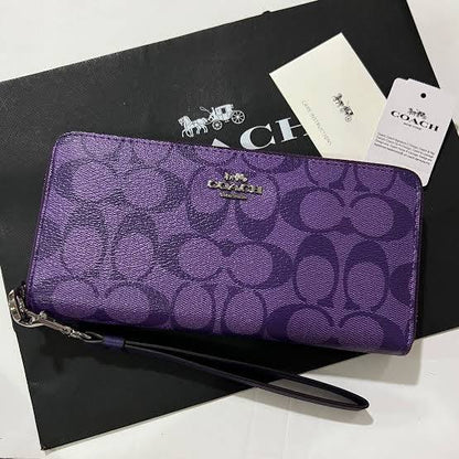 Coach Zip-Around Long Wallet with Strap C4452 – Signature Purple