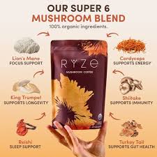 4 pack RYZE Organic Mushroom Coffee – 30 Servings