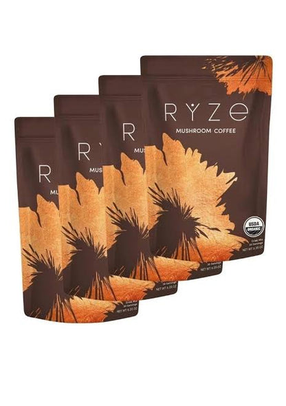 4 pack RYZE Organic Mushroom Coffee – 30 Servings