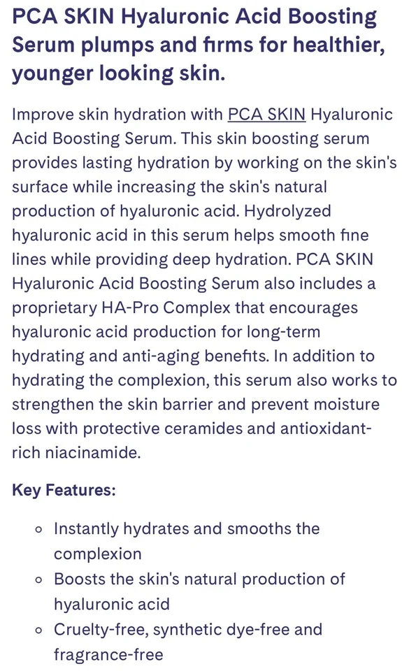 PCA SKIN Hyaluronic Acid Boosting Serum 30ml